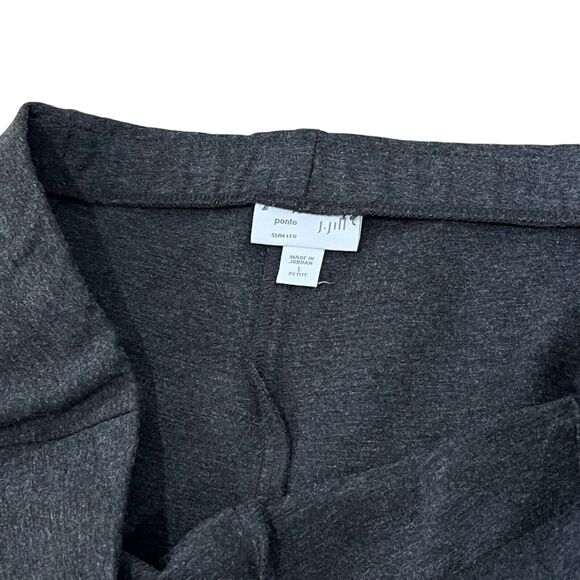 J. Jill Charcoal Gray Ponte Slim Leg Pants Size L Petite Pull-On Office Career - Picture 2 of 8